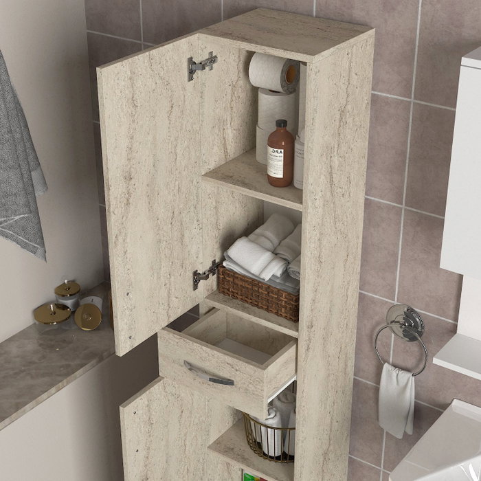 Hanah Home Mueble de Baño 2 Puertas 1 Cajón Selin Travertino Melamina 35x179x31.3cm